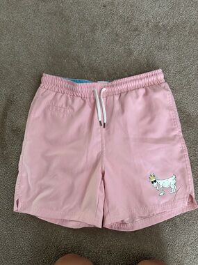 GOAT USA Pink Drawstring Swim Shorts with mesh lining.